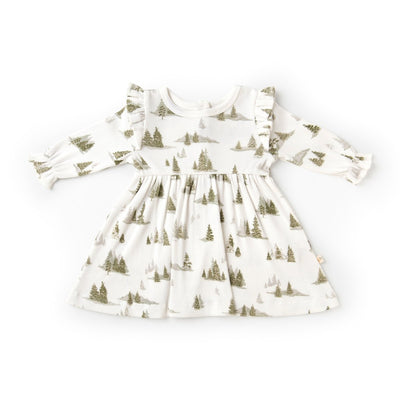 Organic Girls Ruffle Dress - Frosted Fir