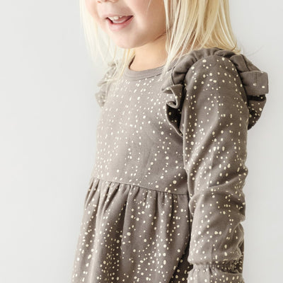 Organic Girls Ruffle Dress - Speckle