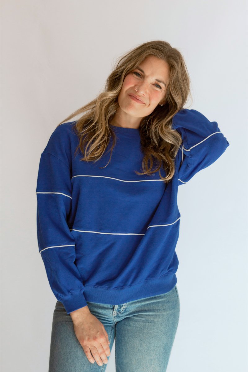 Relaxed Fit Invisible Zipper Breastfeeding Sweatshirt with Piping