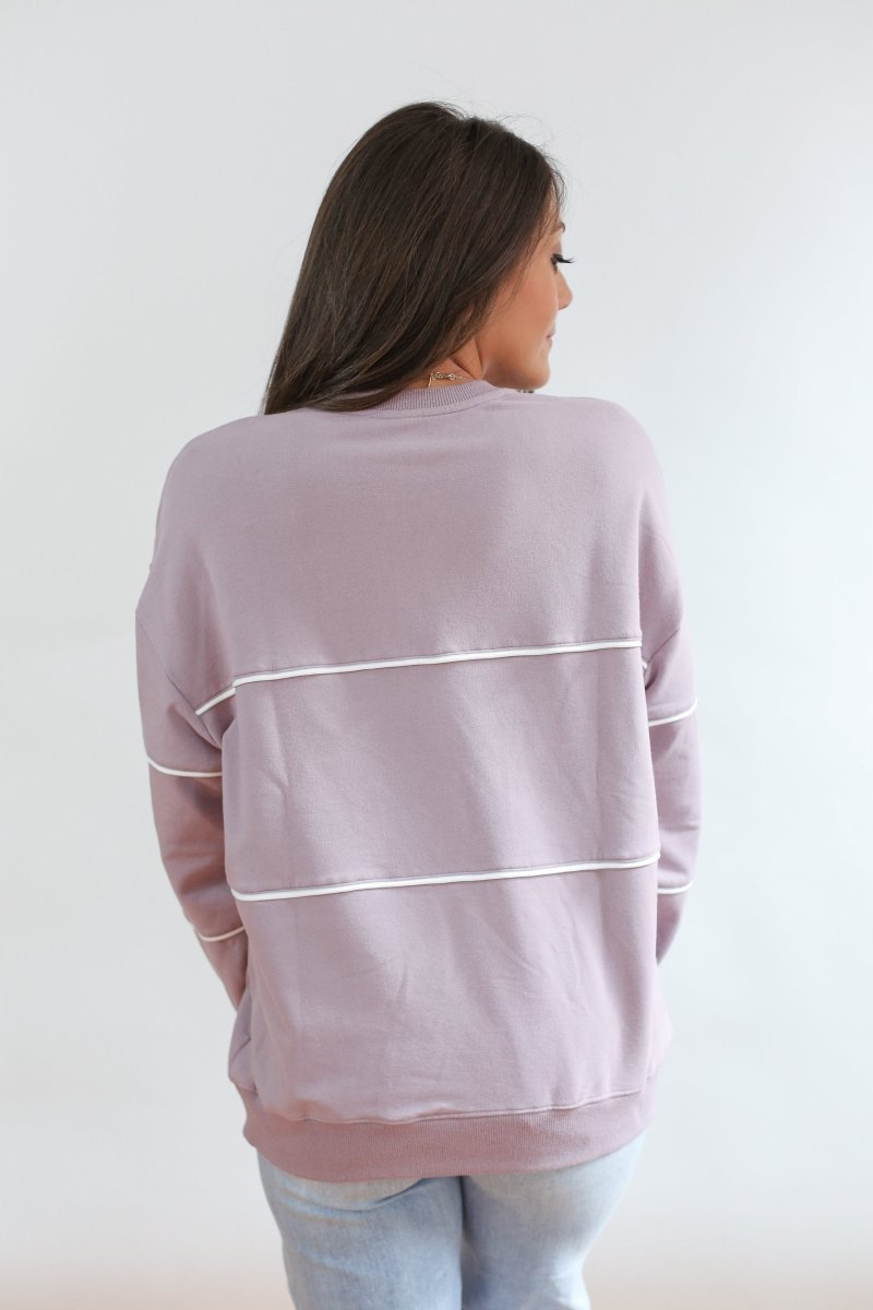 Relaxed Fit Invisible Zipper Breastfeeding Sweatshirt with Piping