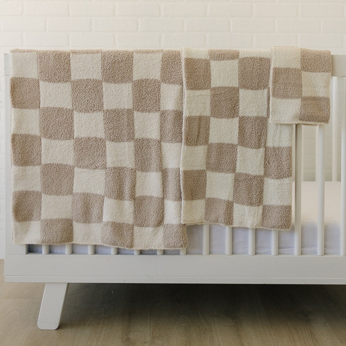 Taupe Checkered Plush Blanket