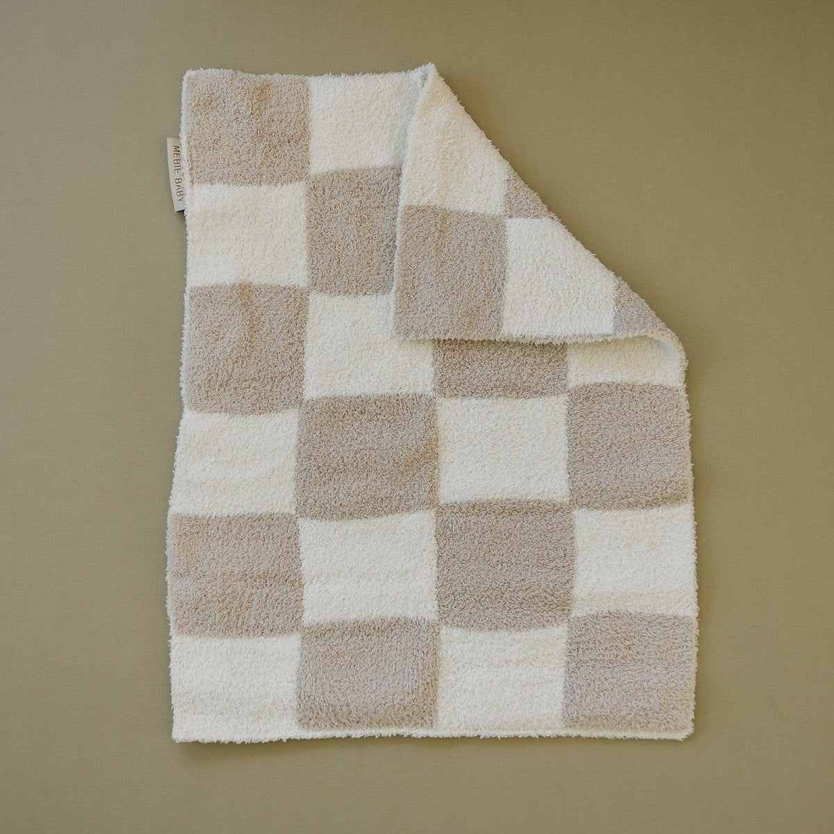 Taupe Checkered Plush Blanket