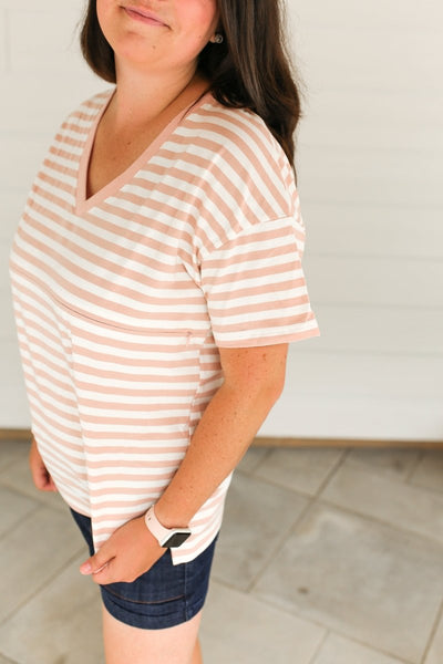 V-Neck Full Zip Breastfeeding Tee