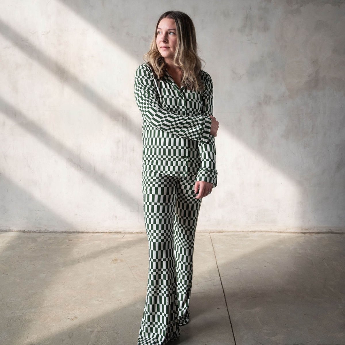 Women's Flare Set - Green Check