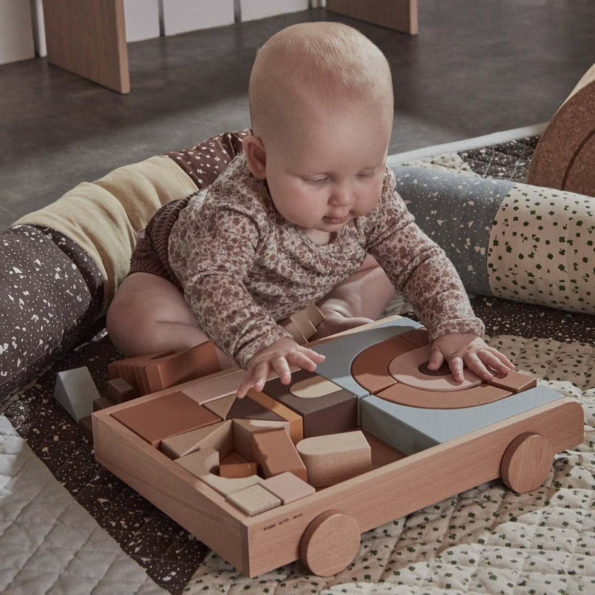 Wooden Rainbow Wagon with Blocks