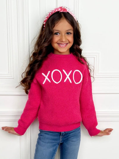 "XOXO" Embroidered Chunky Knit Sweater