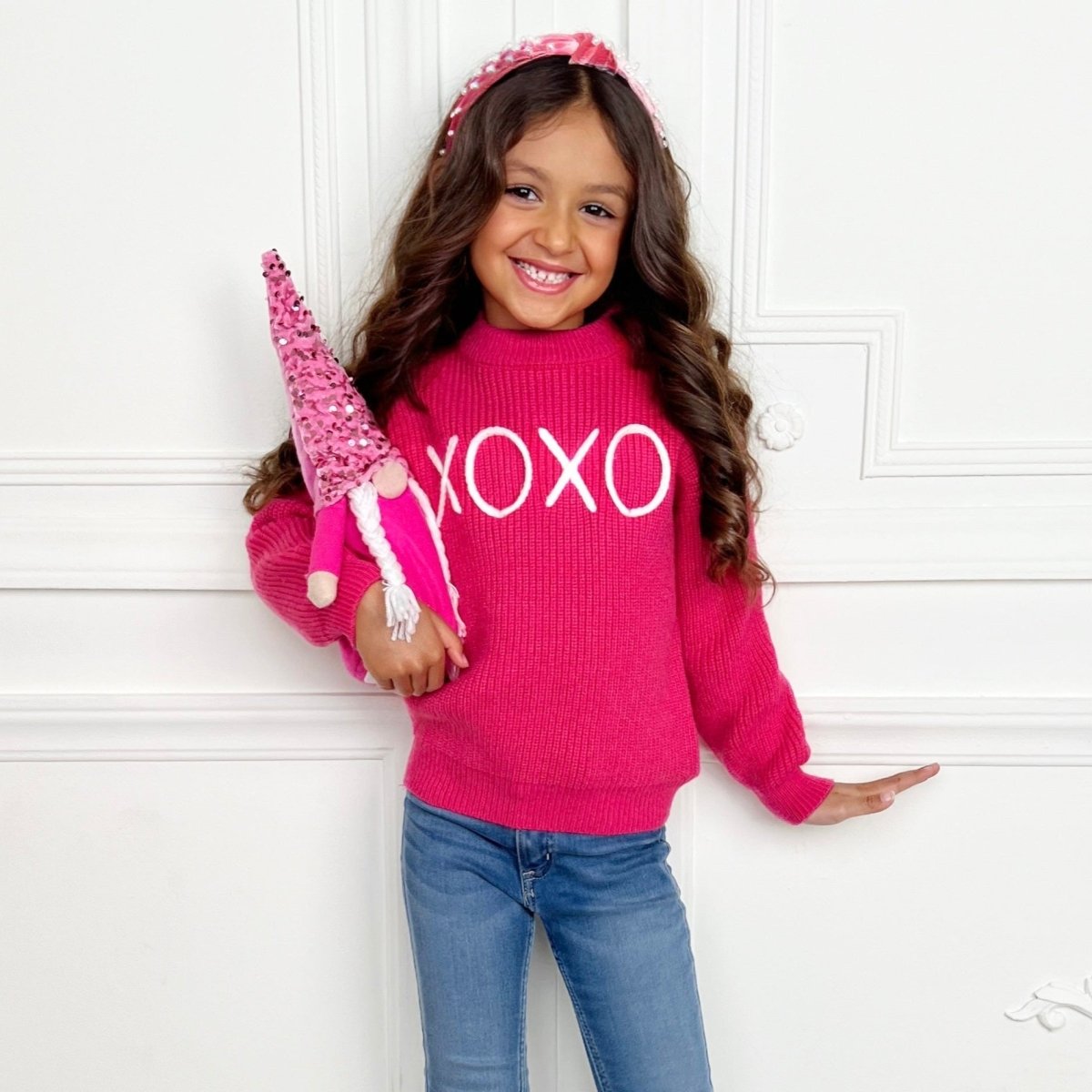 "XOXO" Embroidered Chunky Knit Sweater