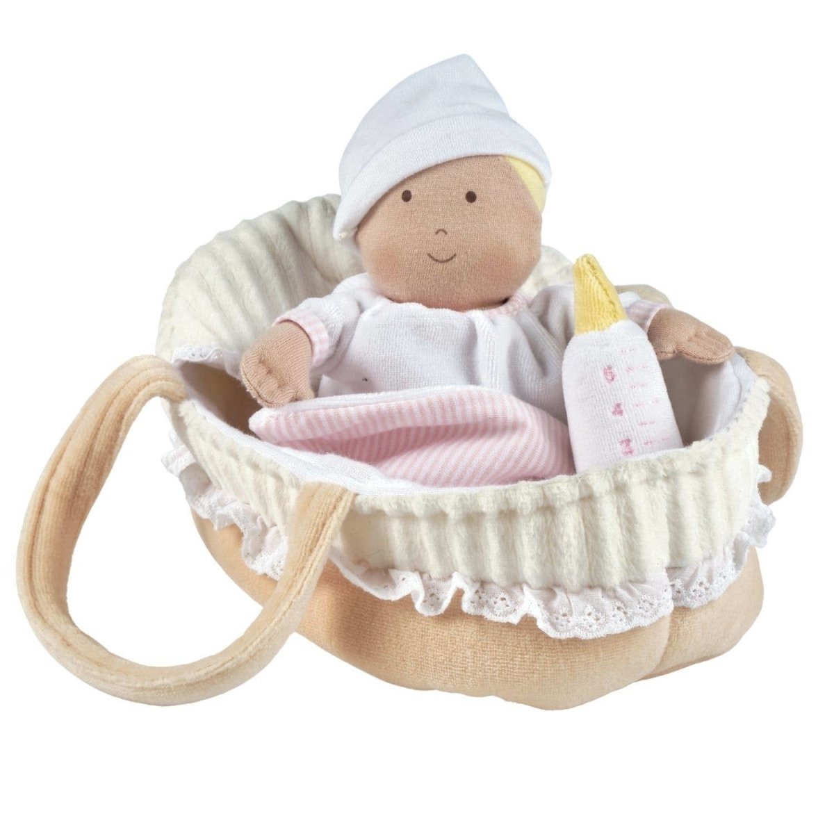 Baby Grace with Carry Cot, Bottle & Blanket | Tikiri Toys LLC | Dolls - Bee Like Kids