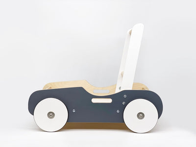 Charcoal Gray Handcrafted Wooden Push Cart