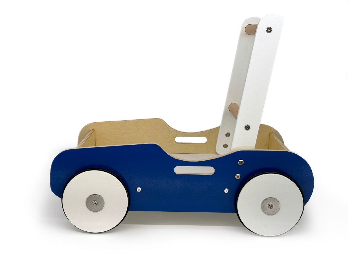 Handcrafted Wooden Push Cart Navy Blue