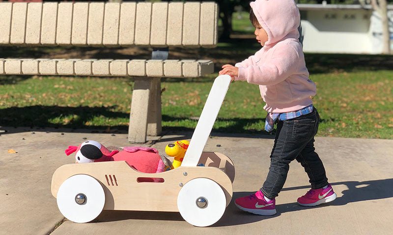 Handcrafted Wooden Push Cart Navy Blue