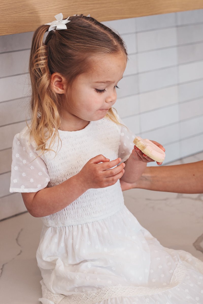 Isla Dot Dress in White - Kids