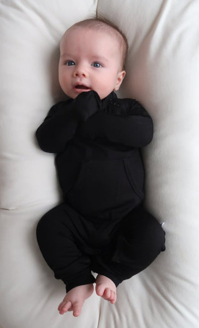 The "Jet" Black Bamboo Romper