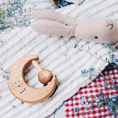 Wooden Teether - Moon | Friendly Toys | non-toxic Baby wooden teether - Bee Like Kids